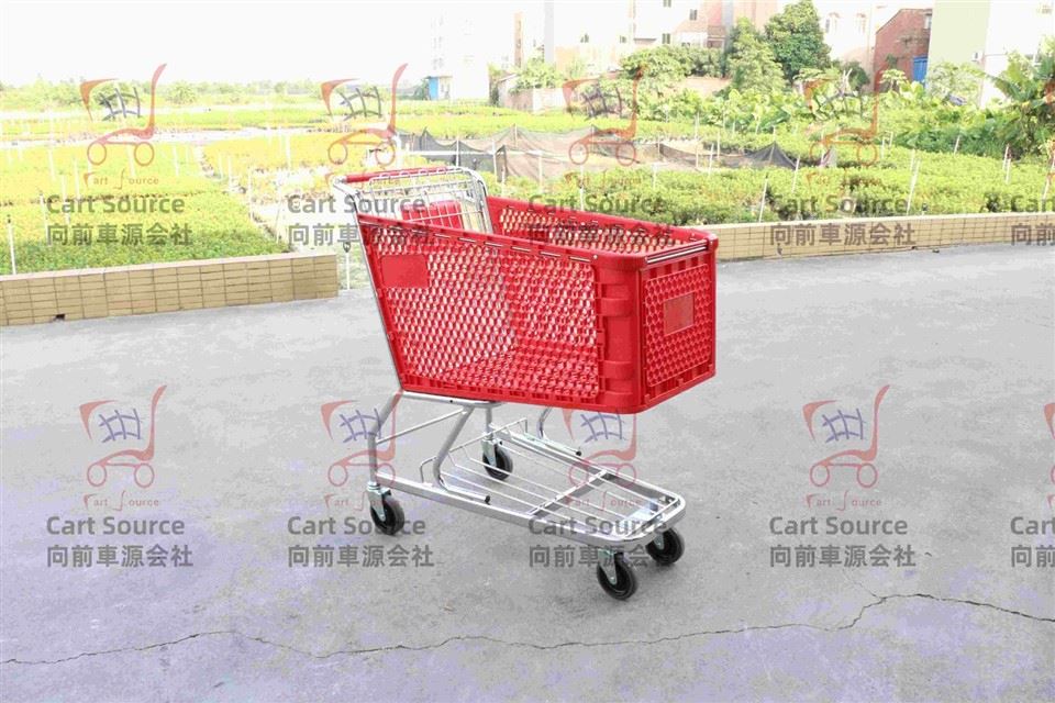 100L/180L Plastic Basket Shopping Cart (steel Frame Chrome Plated). Shopping Cart Manufacturer